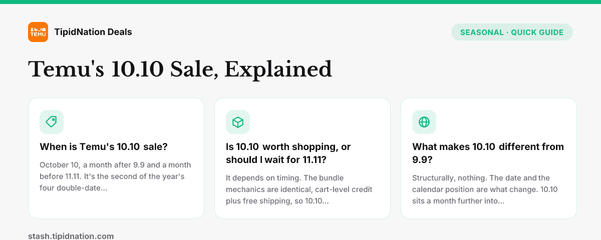 Temu's 10.10 Sale, Explained — quick-answer infographic