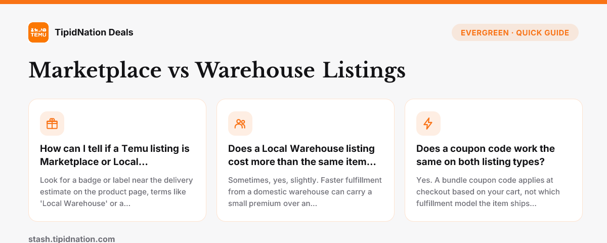 Temu Marketplace vs Warehouse Listings: What the Difference Means for Shipping — quick-answer infographic
