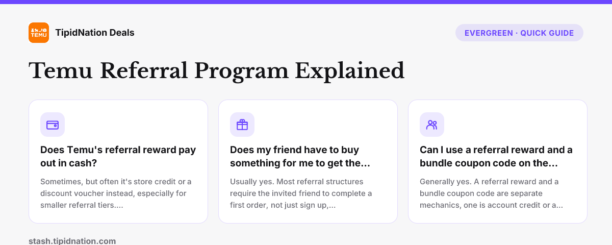 Temu Referral Program Explained — quick-answer infographic