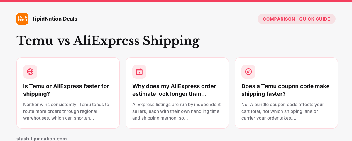 Temu vs AliExpress Shipping — quick-answer infographic