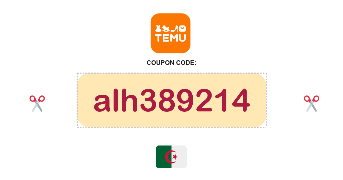 Temu Algeria coupon code, €65 bundle, recently verified