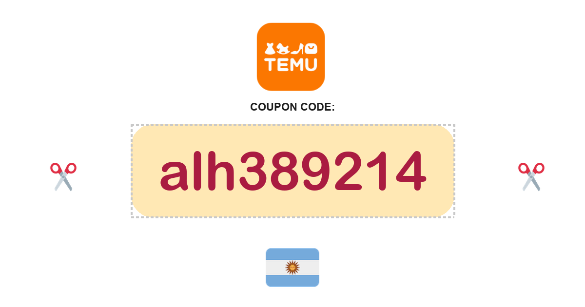 Temu Argentina coupon code, ARS60,000 bundle, recently verified