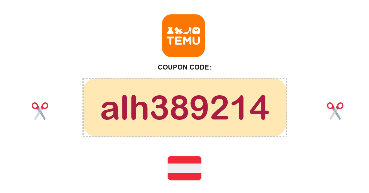 Temu Austria coupon code, €100 bundle, recently verified