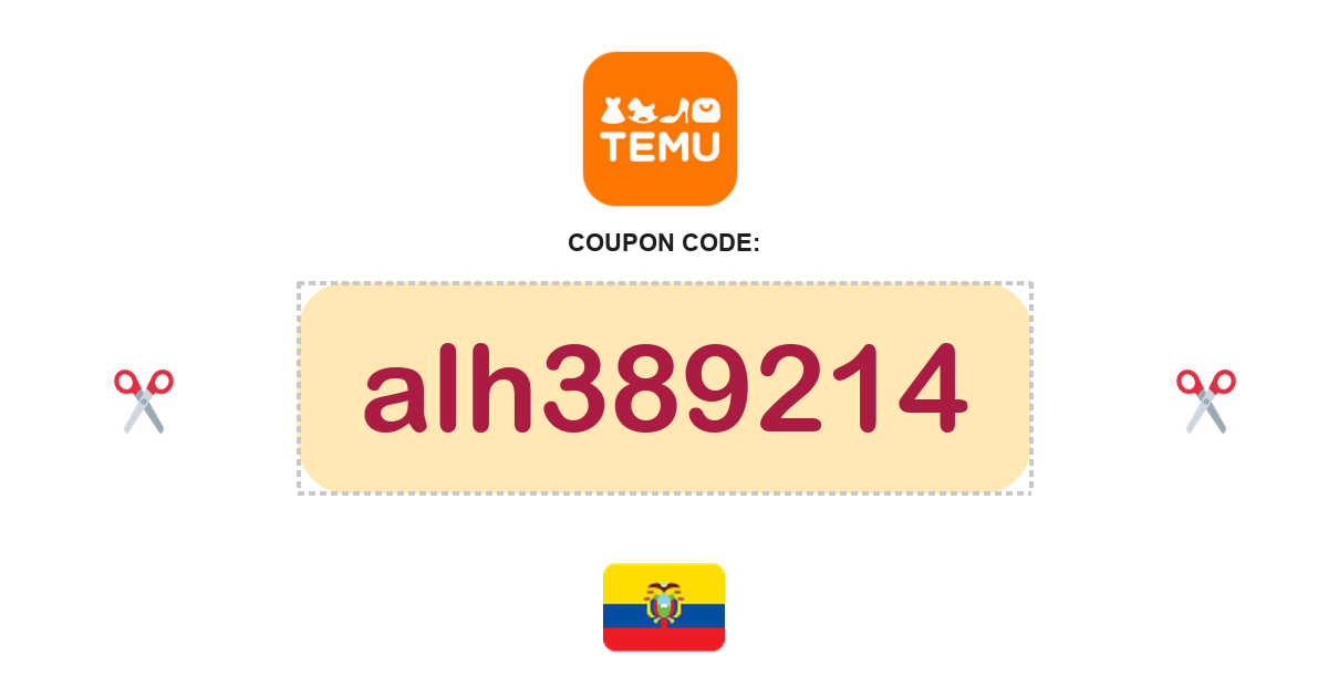 Temu Ecuador coupon code, USD50 bundle, recently verified