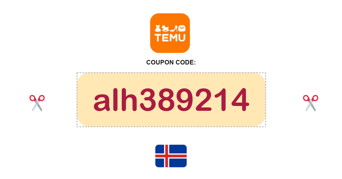 Temu Iceland coupon code, 14,000 kr bundle, recently verified