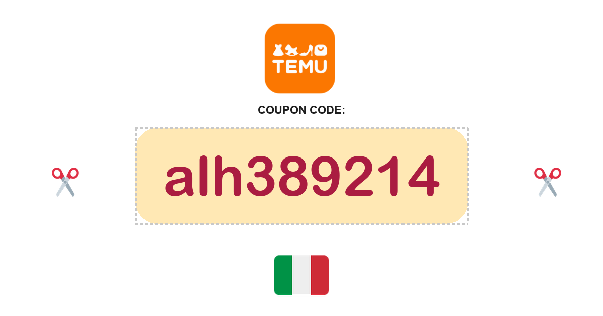 Temu Italy coupon code, €100 bundle, recently verified