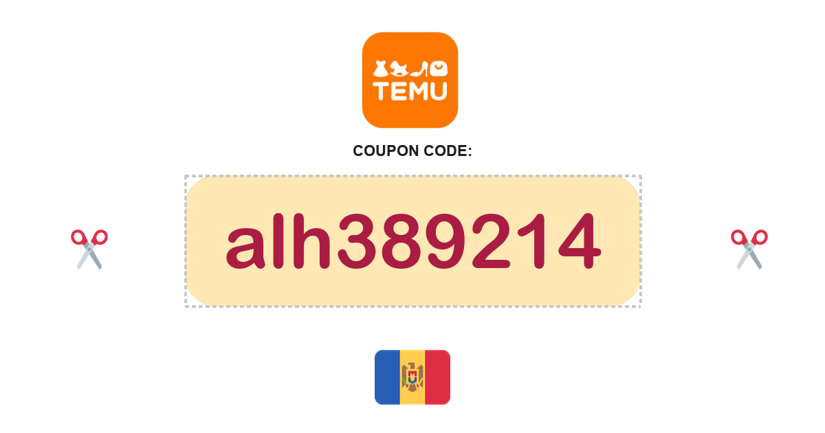 Temu Moldova coupon code, 1,800 lei bundle, recently verified