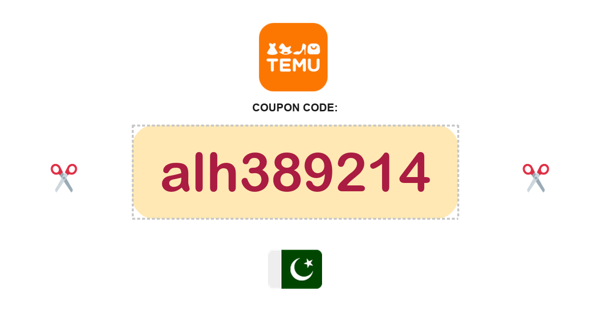 Temu Pakistan coupon code, PKR13,900 bundle, recently verified