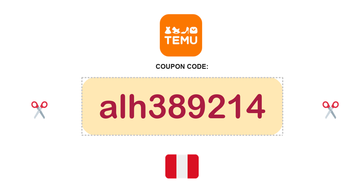 Temu Peru coupon code, S/ 400 bundle, recently verified