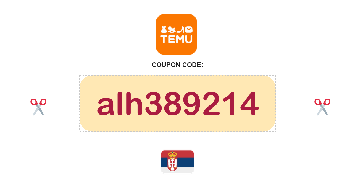 Temu Serbia coupon code, 10,000 RSD bundle, recently verified