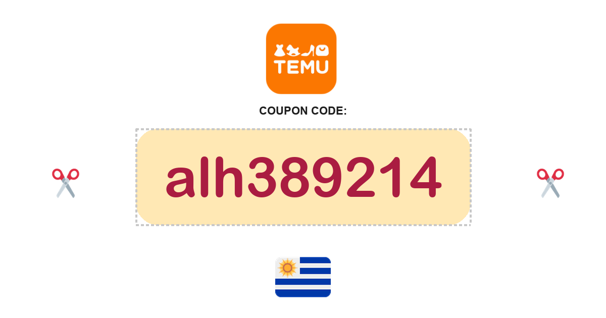 Temu Uruguay coupon code, UYU2,000 bundle, recently verified